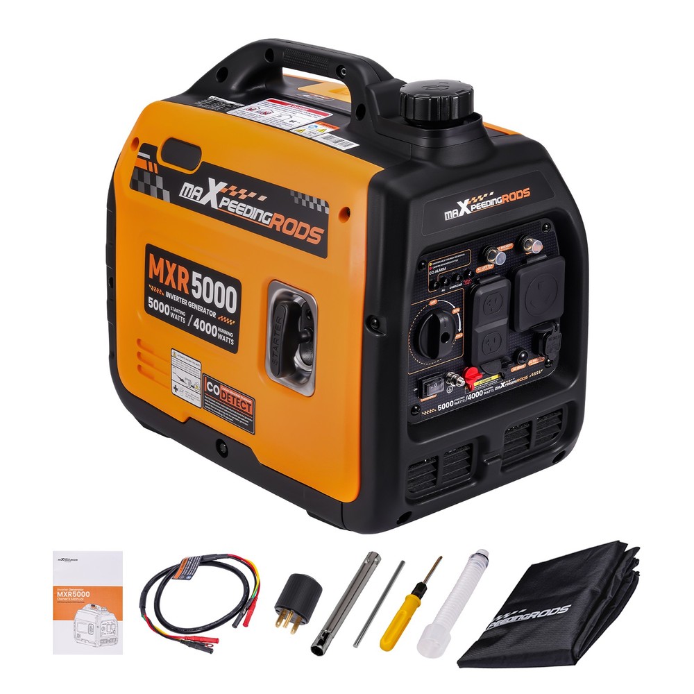 30A 120V Gas Generator 5000W – 60dB Quiet & ECO Mode for Garden Courtyard Use