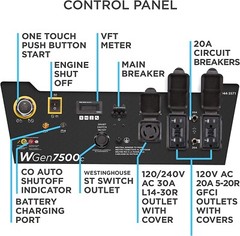 Westinghouse 9,500-W Portable Gas Powered Generator with Remote Start, CO Sensor