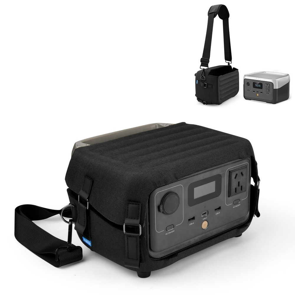 Fits for EcoFlow River 2 Power Station Protective Case with Shoulder Strap Black