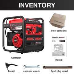 4500W Portable Inverter Generator with CO Alarm, Low Noise, 223cc Displacement