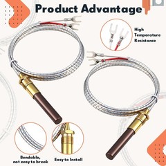 5 Pcs 36″ Thermopile Generators, 750mV Gas Fireplace & Heater Replacement Parts