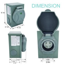 30-Amp Generator Inlet Box, NEMA L14-30P RV Power 30A