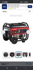 CRAFTSMAN CMXGGAS030729 3500W/4375W Gas Generator 120/240V Wheel Kit