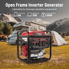 Digital Inverter Generator 4800W Peak 3500W Running Gas Power Camping RV Ready