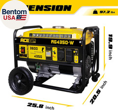 4,350 Watt Gas Generator Portable for Home Use, Gas Powered Generator with Wheel