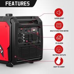 Amerisun 5000W Inverter Gas Generator, 223cc 4-Cycle, 3.43-Gal, EPA Certified