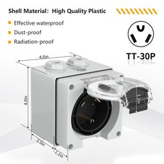 STARELO 30 Amp Generator Power Inlet Box NEMA TT-30P,125Volt, Outdoor…