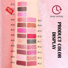 2In1 Dark Borwn Metallic Lipstick and Lip Liner, Shimmer Glitter Lip Gloss Long