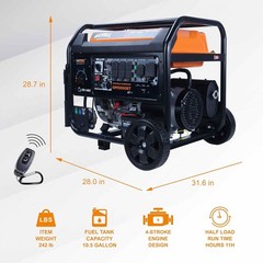 GENMAX 15,000-W Portable Tri-Fuel Home Backup Generator, Remote Start, CO Sensor