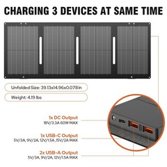 Portable Solar Generator, 300W Power Station with Black Orange