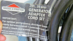 NEW BRIGGS & STRATTON 25 FOOT 20 AMP GENERATOR ADAPTER CORD SET FREE SHIPPING