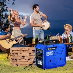 Portable Inverter Generator 3450W Gas-Powered 14H Run Quiet EPA Blue