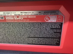 Milwaukee 2845-20 M18 CARRY-ON 3600W/1800W Power Supply