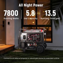 120/240V Inverter Generator Tri-Fuel 7000W LPG Running for Tailgate Party