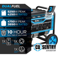 Pulsar Products 5250 Starting / 4250 Running Watt Gasoline/Liquid propane Dual