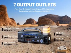 Portable Power Station 300W, 296Wh Battery, Type-C, Flashlight, Solar Charging
