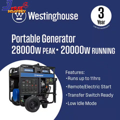 28,000/20,000-Watt Gas Powered Portable Generator with Remote Electric Start NEW