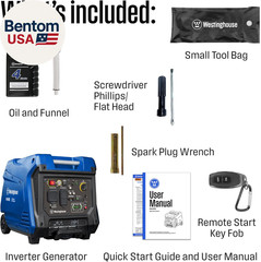 5000 Peak Watt Super Quiet Portable Inverter Generator, Remote Electric Start wi