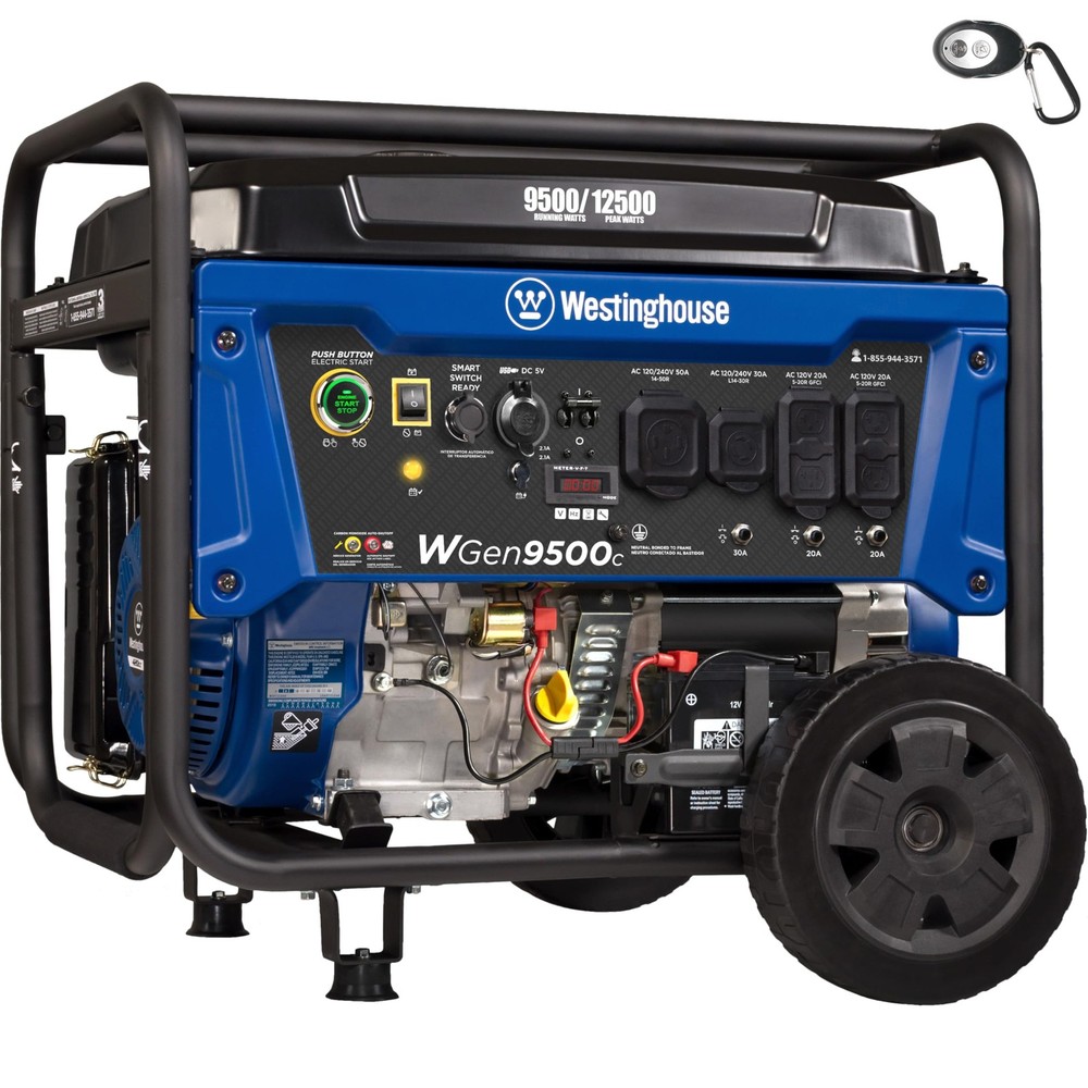 Portable Generator 12500W Peak Remote Start CO Sensor Westinghouse WGen9500c