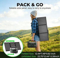 Generador Solar 155Wh con Panel 30W y Salidas AC para Camping RV