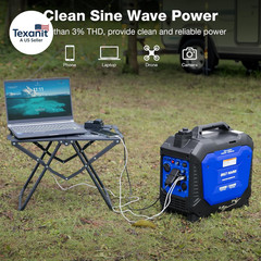Gas Generator 2500W, 80Cc 4 Stroke Quiet Inverter Generator with CO Sensor, Para