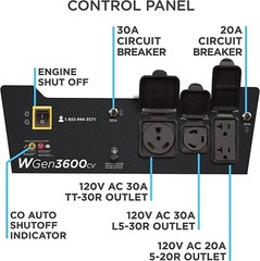 Westinghouse WGen3600cv 4650W Portable RV Ready Gas Powered Generator, CO Sensor