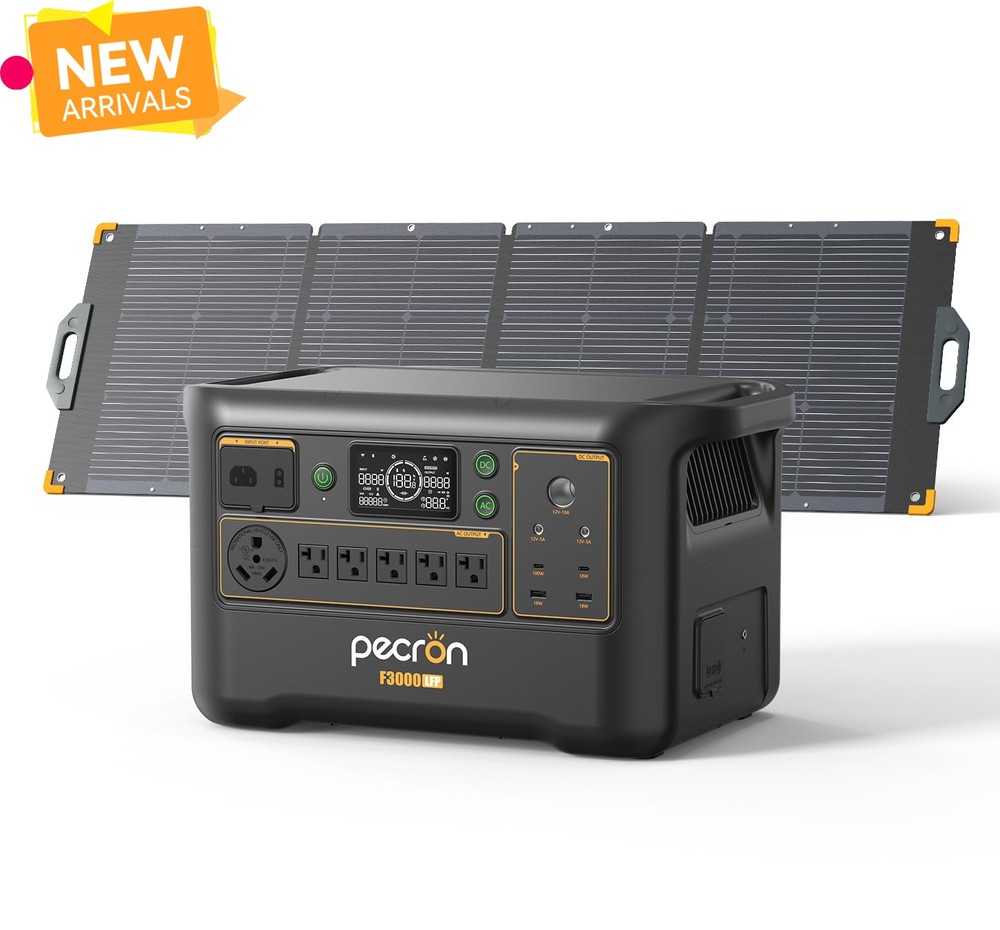 pecron F3000LFP Portable Power Station 3072Wh Solar Generator w/200W Solar Panel