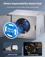 SURAIELEC 30 Amp Generator Power Inlet Box, NEMA L14-30P