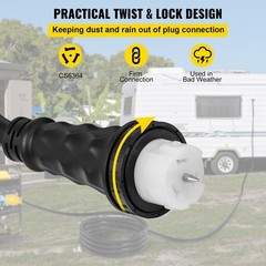 50Amp 125V/250V 6/3+8/1 STW 20ft N14-50P to SS2-50R & CS6364 Twist Lock Cord