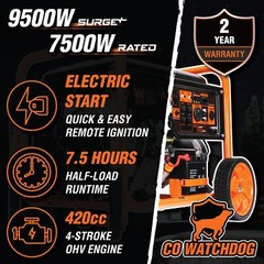 9500W 420cc Transfer-Switch/RV-Ready 120V/240V Portable Generator, CO Sensor