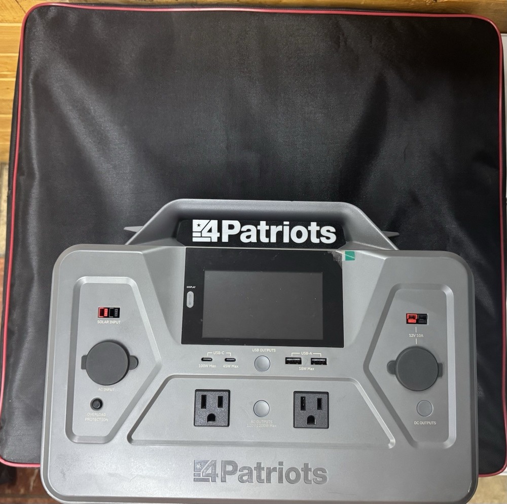 4Patriots Patriot Power Generator 1200 Portable Solar Power Bank W/ Solar Panel