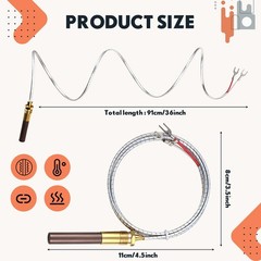5 Pcs 36″ Thermopile Generators, 750mV Gas Fireplace & Heater Replacement Parts