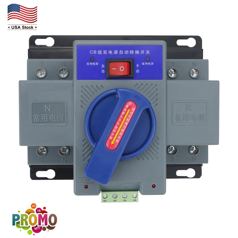 Maxgeek 63A 2P Generator ATS Manual Automatic Transfer Switch AC 400V 2pcs USA