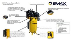 Emax 80 Gallon 175 Psi 230V 1-Phase 7.5Hp Vertical Air Compressor
