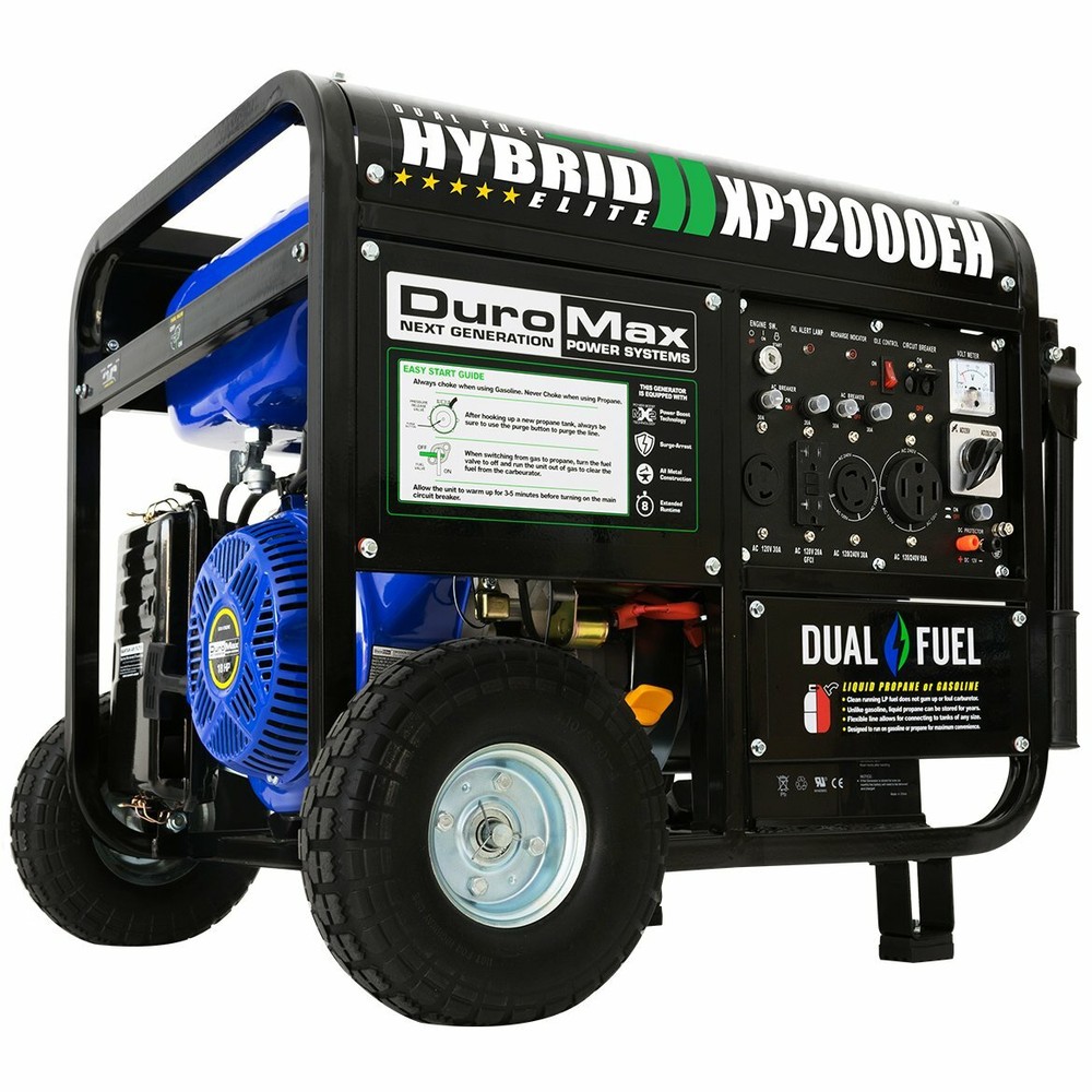 DuroMax 12,000-W Portable Hybrid Dual Fuel Gas Powered Electric Start Generator