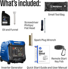 5000 Peak Watt Portable Inverter Generator with Remote Start & Wheels