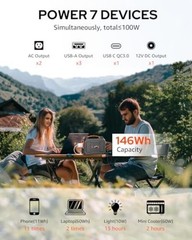Solar Powered Generator 200W Peak/100W Rated, Portable Solar Grey & Orange