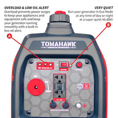 Tomahawk 2000 Watt Inverter Generator Super Quiet Portable Power for Residential