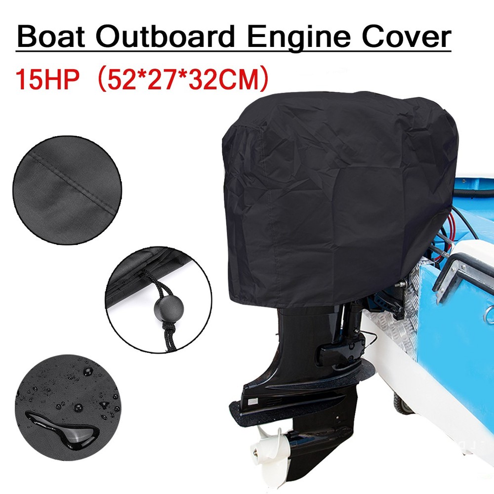 15-250HP 210D Waterproof Sun Half Outboard Motor Engine Boat Cover Tool Black