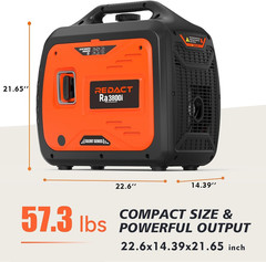 3800W Lightweight Portable Inverter Generator with Clean Power for Home, Camping
