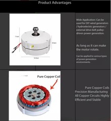 100W, 200W, 12V, 24V Permanent Magnet Three-Phase Brushless AC Generator