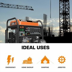GENMAX 12,000-W Portable RV Ready Dual Fuel Generator, Electric Start, CO Sensor