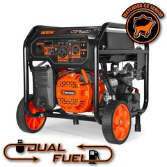 WEN 5,600-Watt Dual Fuel Portable Generator with Wheel Kit, Electric Orange