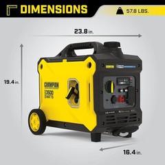 Champion 3,500-W Super Quiet Portable Gas Powered Inverter Generator, CO Sensor