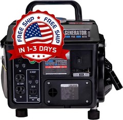 Generador portátil a gas con asa de transporte de 1200 W y amplio espacio US NEW