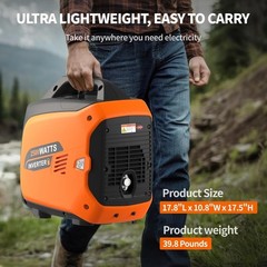 2500W Portable Gas Generator Inverter Quiet CO Sensor Outdoor Power Equipment