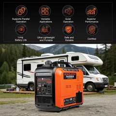 5000W Portable Inverter Generator Gas Powered Quiet for Home Parallel Ready