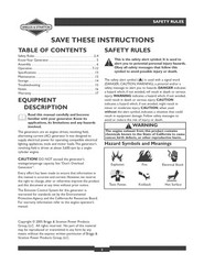 Briggs & Stratton XL4000 Portable Generator – Owners Manual & Instructions