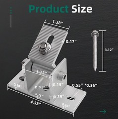 4 Pack Adjustable Solar Panel Tilt Mount Bracket Base, Angle Silver