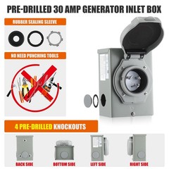 Kanayu Pre-Drilled 30 Amp Generator Inlet Nema L5-30P 3-Prong Locking Generator